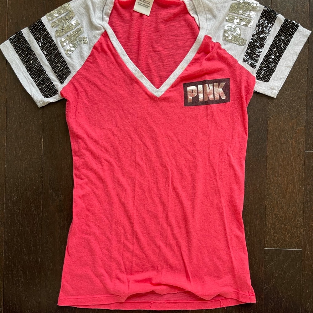 Pink Victoria's Secret V neck T-shirt